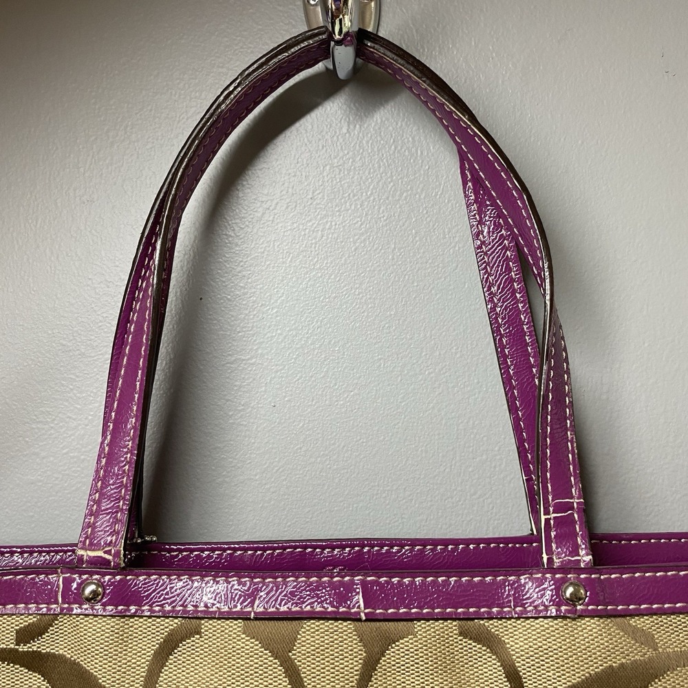 COACH Purse Handbag‎ Tan W/Hot Pink 7x11x2" - Picture 6 of 16